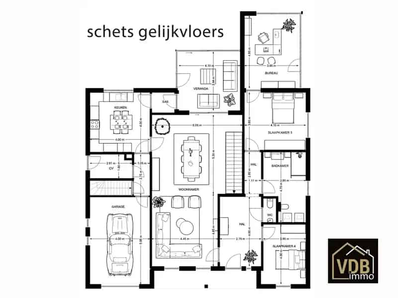 Riante woning open bebouwing met loods