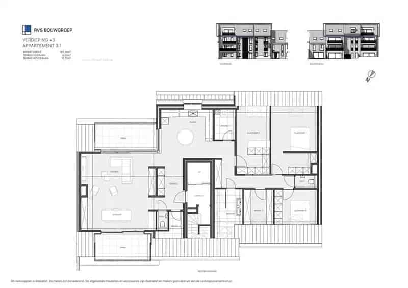 Nieuwbouw Penthouse 3 slaapkamers Wetteren