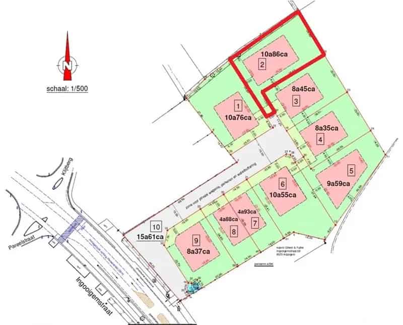 Bouwgrond te Koop Ingooigem 1086m² Nieuwe Verkaveling