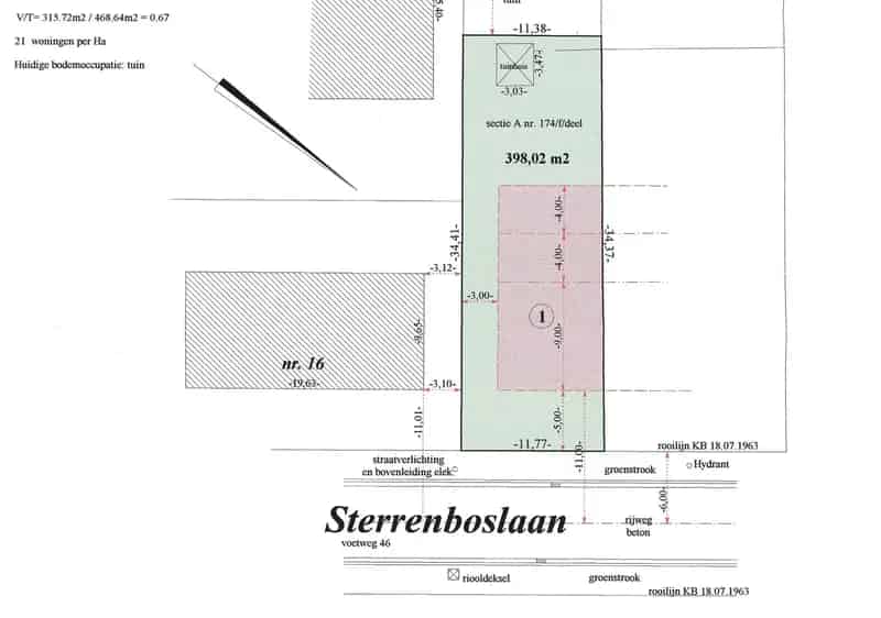 Bouwgrond Denderleeuw 398m² Zuidwest Oriëntatie Halfopen Bebouwing