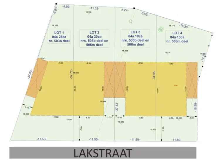 Projectgrond voor 4 HOB met vergunde plannen