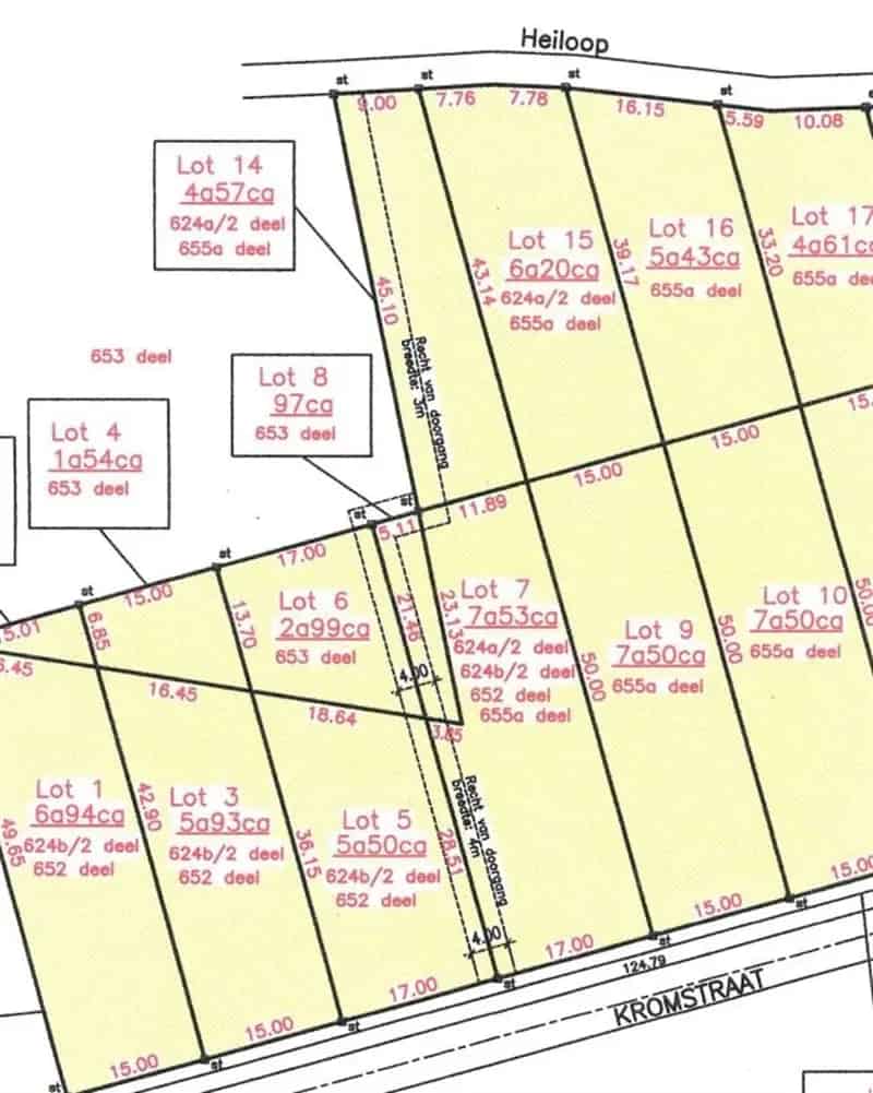 Bouwgrond Olmen 1307m² Open Bebouwing Rustig