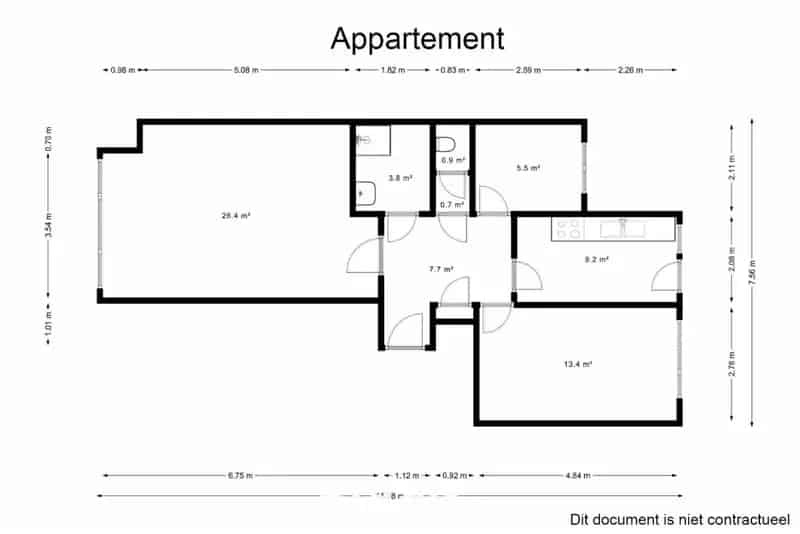 Ruim Appartement Met Garage 2 slaapkamers