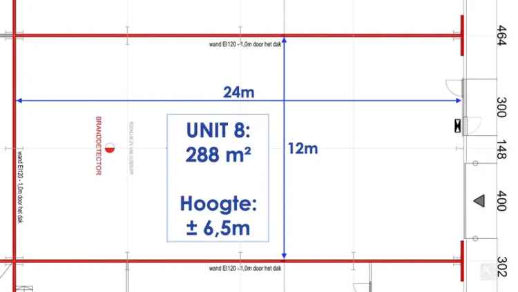 Magazijn van 288 m² met 2 parkeerplaatsen