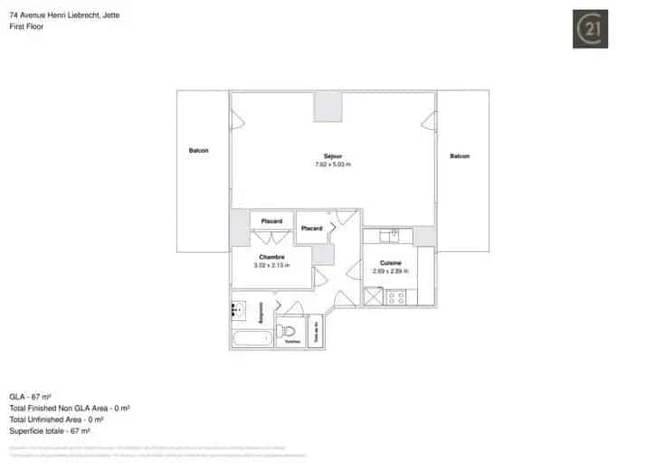 Penthouse Jette 1 Slaapkamer 2 Terrassen