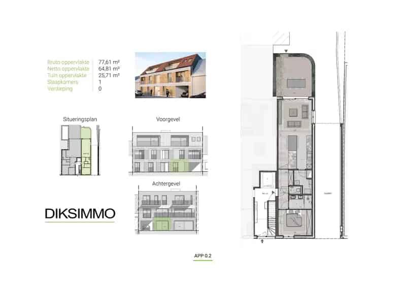 Appartement te huur Nieuwkapelle 1 slaapkamer 78m2 tuin garage
