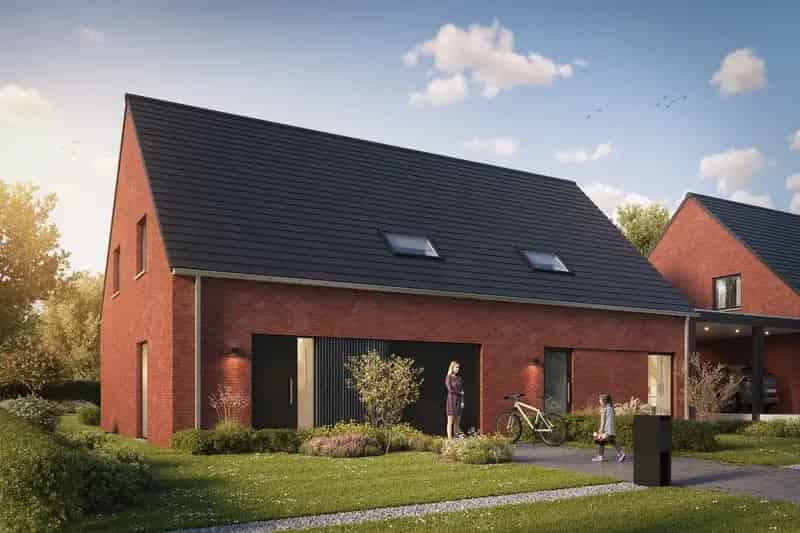 Twee halfopen bebouwingen Dottignies grote tuin