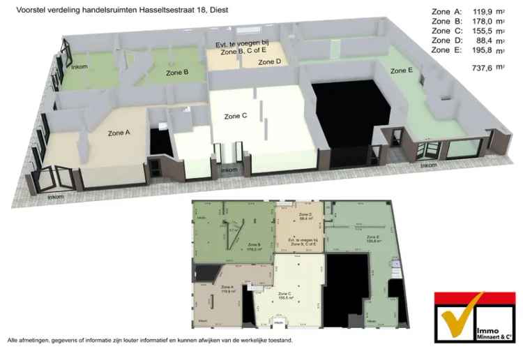 Verhuur van diverse handelsruimtes in centrum Diest