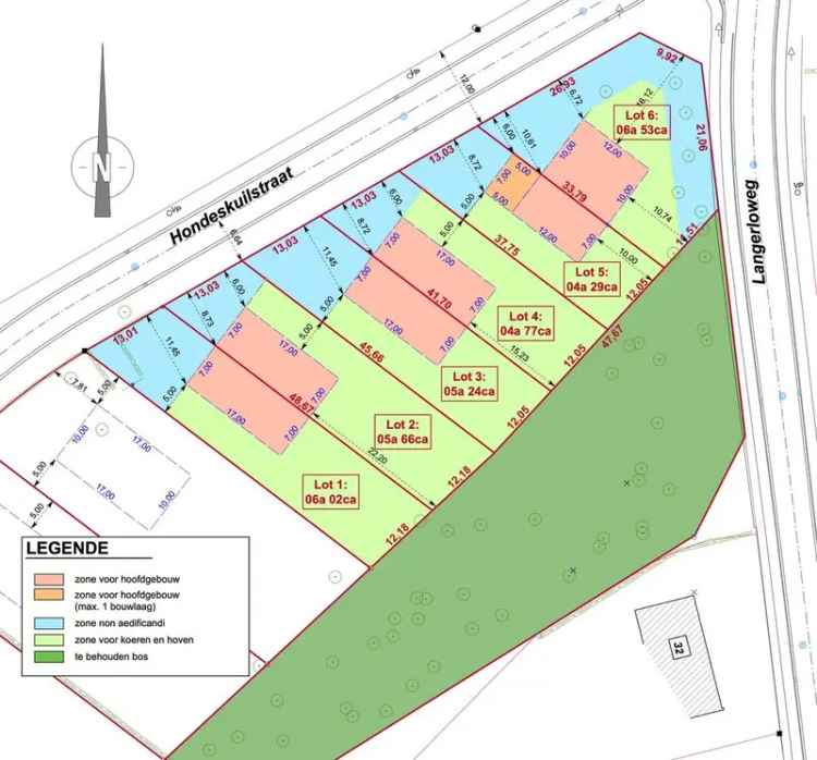 GENK - Hondeskuilstraat (lot 6) - Mooi gelegen bouwgrond van 6a 53ca geschikt voor halfopen bebouwing.