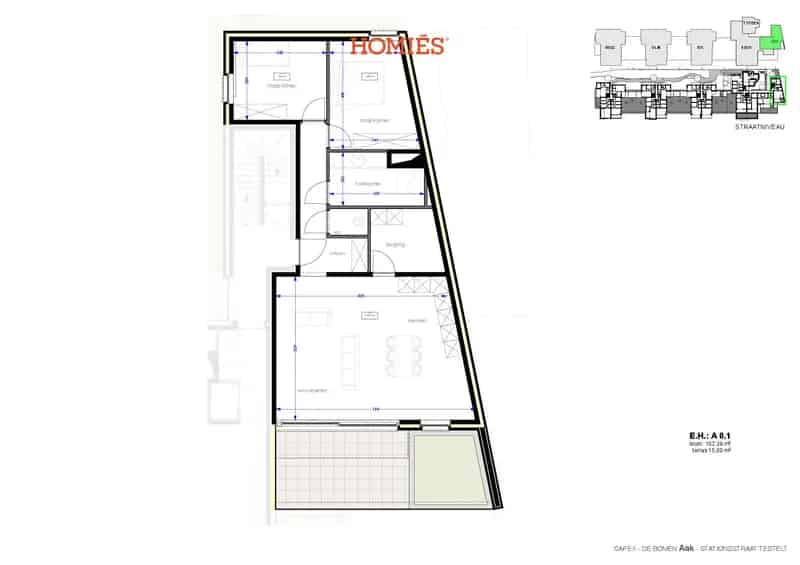 Appartement te koop 2 slaapkamers terras E peil 10
