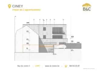 Bouwgrond Ciney 2 Appartementen 80m² Terras Goedgekeurde Vergunning
