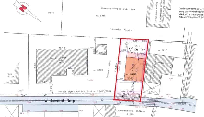 Bouwgrond Wiekevorst Centrum 211m² Halfopen Bebouwing
