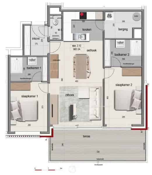 Nieuwbouw Appartement 2 Slaapkamers Ieper