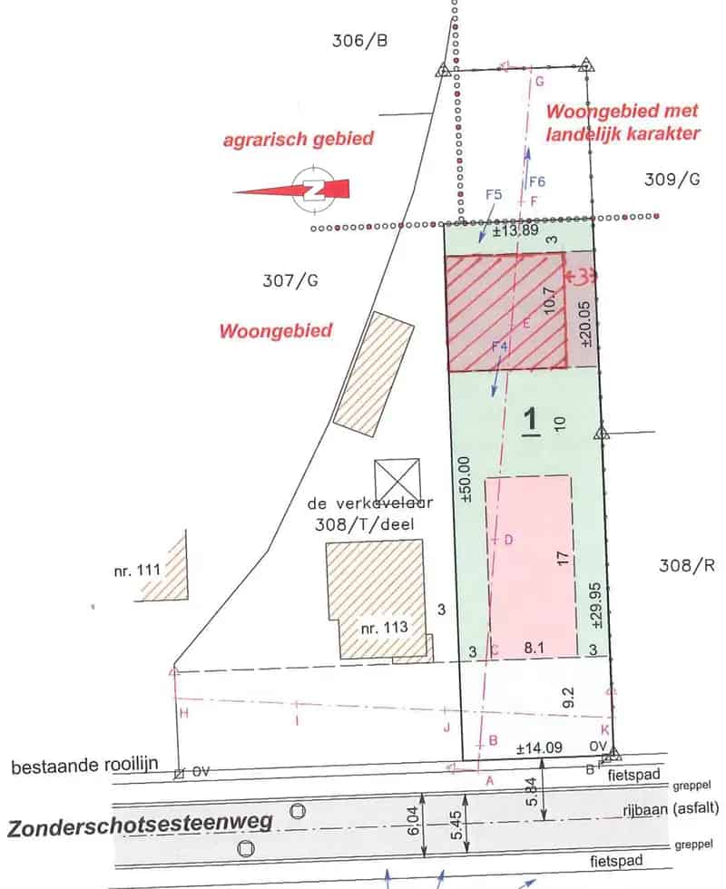Bouwgrond Zonderschot 702m²  Modern Woningplan