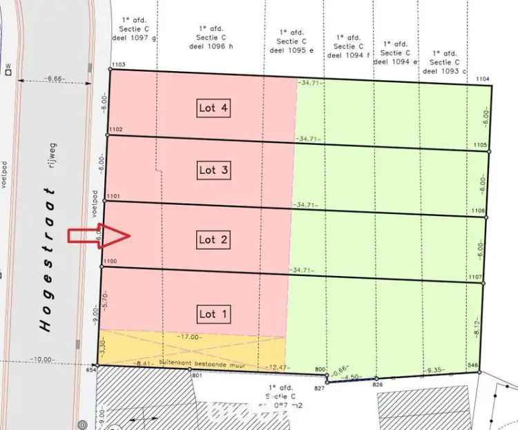 Bouwgrond 208m2 Lot 2 Gesloten Bebouwing