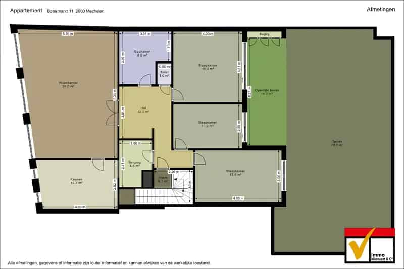 Ruim Appartement Mechelen Centrum 3 slaapkamers Groot Terras
