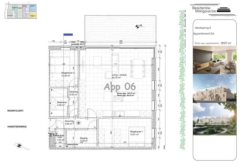 Ruim appartement 2 slaapkamers tuin BEN gelijkvloers