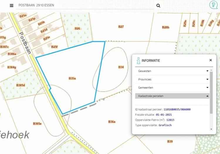 Verkoop landbouwgrond in Essen van 12815 m² met kadastraal perceel