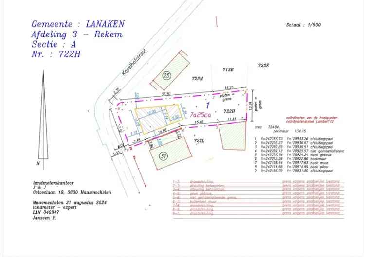 Bouwgrond van 07a 25ca (725 m²) geschikt voor een open bebouwing, rustig gelegen te Lanaken-Rekem