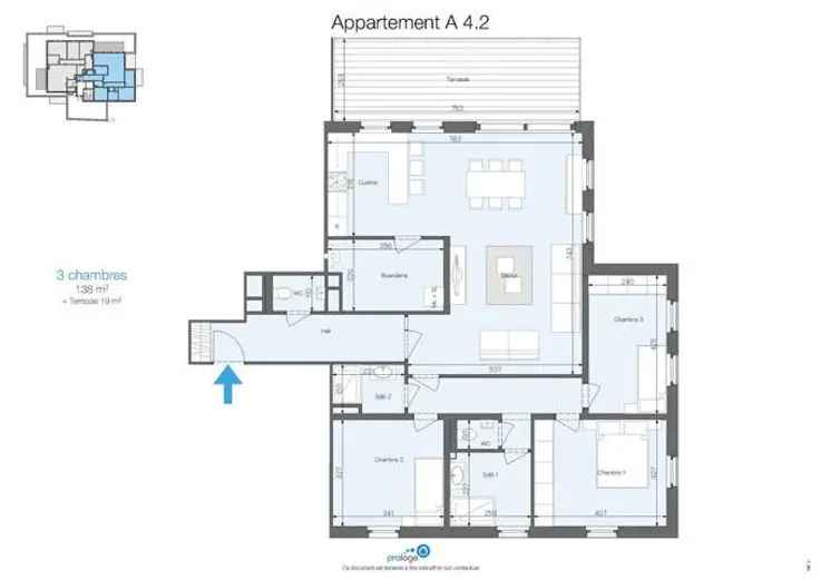 Penthouse te huur Libramont 3 slaapkamers 138m²