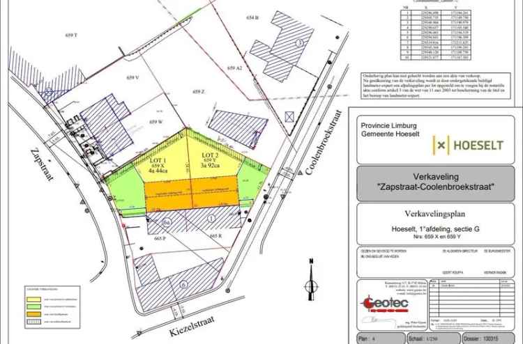 Landelijk en rustig gelegen perceel bouwgrond bestemd voor halfopen bebouwing, op 4a 44ca, vlakbij het centrum van Hoeselt