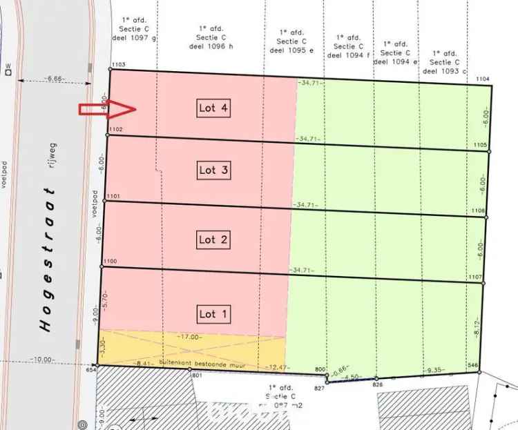 Bouwgrond 208m² Gesloten Bebouwing Nieuwe Verkav