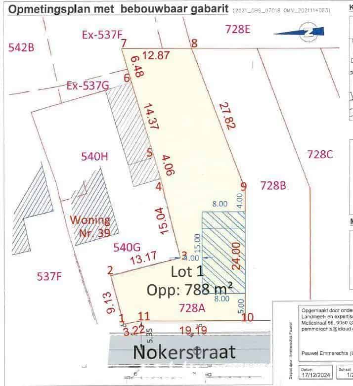 Bouwgrond 788m² Halfopen Bebouwing Lot 1
