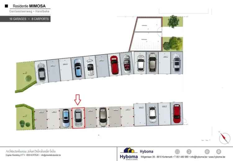 Openlucht parkeerplaats te huur in Harelbeke met carport