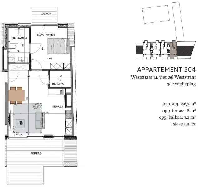 Assistentiewoning gelegen op de derde verdieping in hartje Ingelmunster