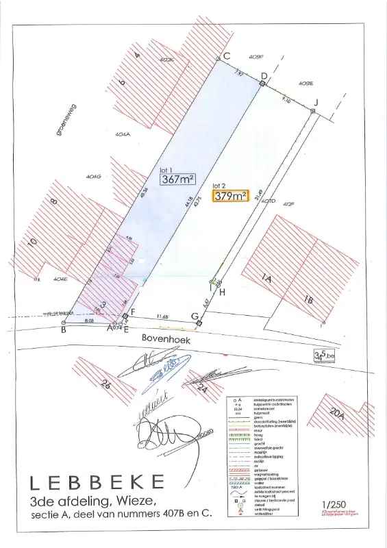 Bouwgrond Wieze 379m² Halfopen Bebouwing