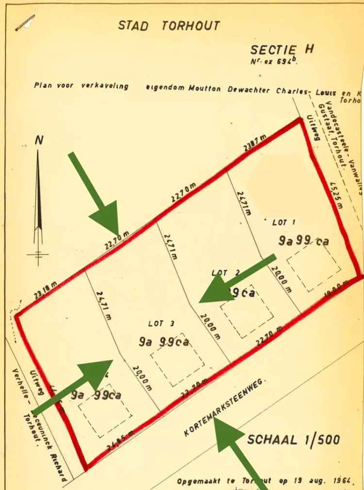 Landelijk gelegen terrein van 999 m² te Torhout