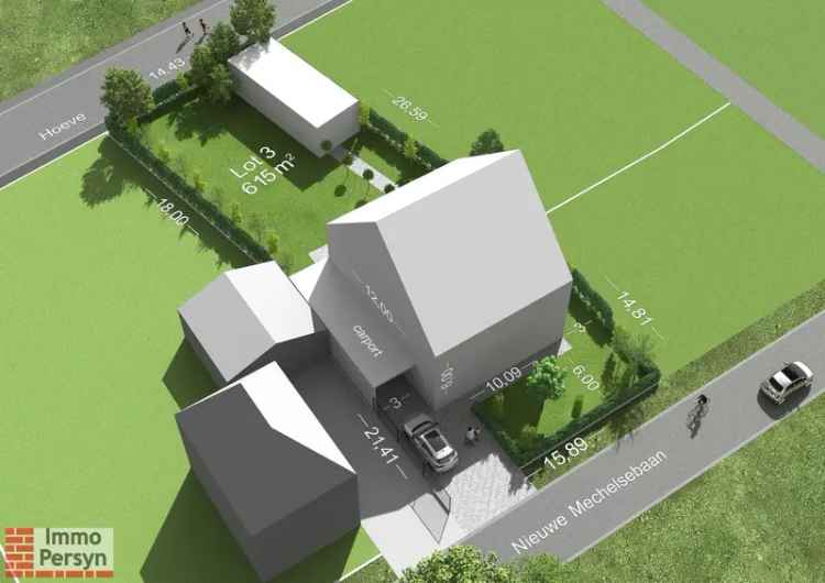 Bouwgrond van 615 m² met dubbele toegang