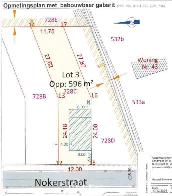 Bouwgrond 596m² Halfopen Bebouwing Lot 3