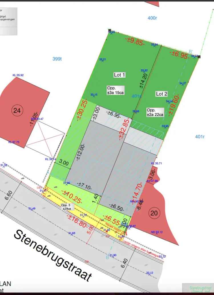 Bouwgrond Half open bebouwing in centrum Wambeek (Ternat)