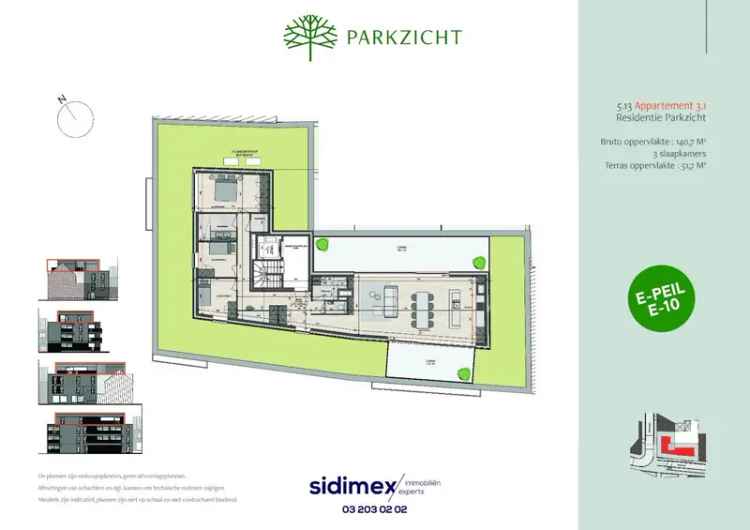 Unieke penthouse van ca. 140,7 m² en een terras van ca. 51,7 m²