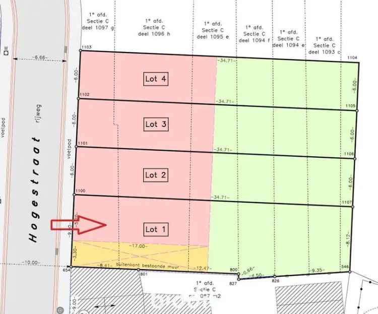 Bouwgrond Halfopen Bebouwing 311m² Sectie C 1856A