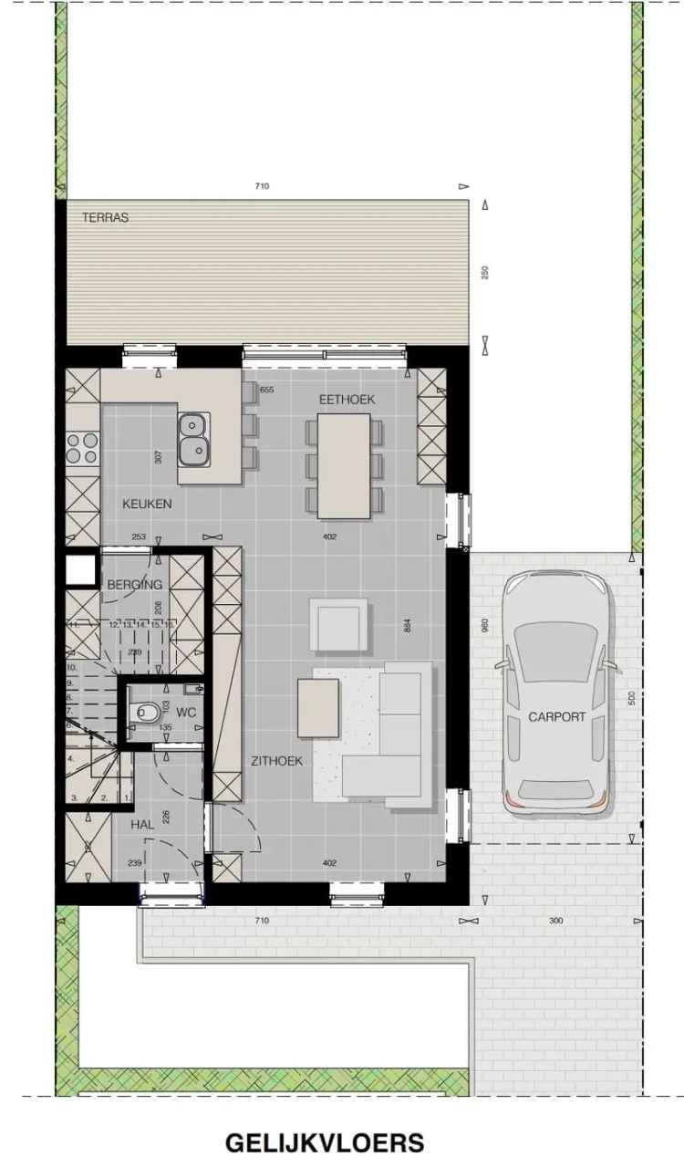 Vier moderne halfopen woningen