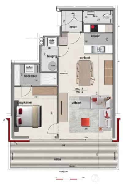 Nieuwbouw Appartement 1 Slaapkamer Ieper