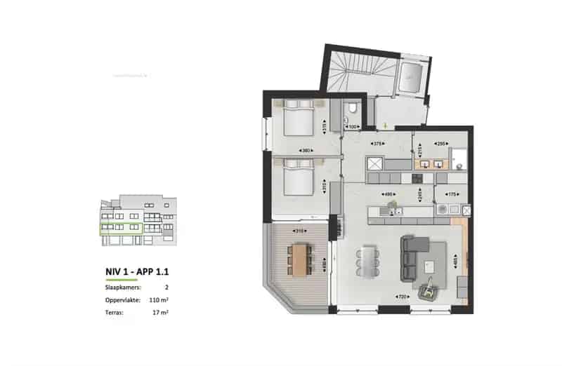 Nieuwbouw Appartement 2 slaapkamers Langemark-Poelkapelle