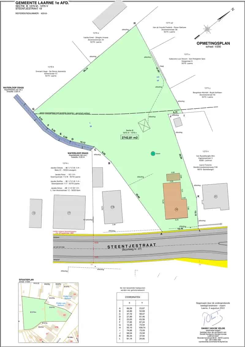 Bouwgrond Laarne 2741m2 Zuidgericht Open Bebouwing