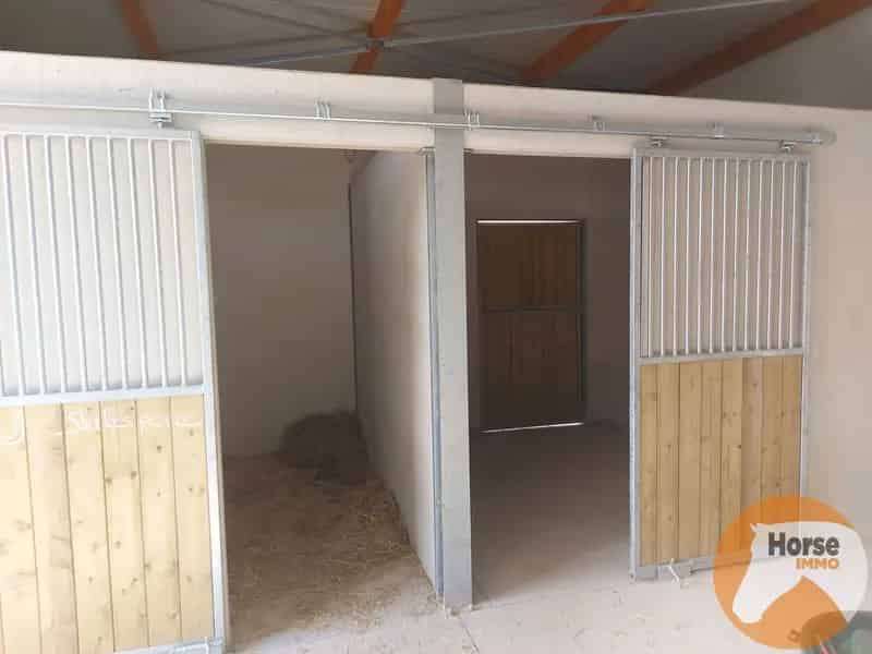 Volledig aangelegde weide met stalgebouw