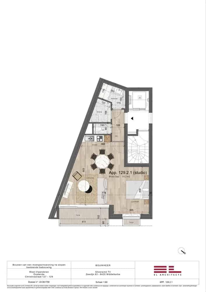 Te Koop Oostende Studio met Terras Nabij Zeedijk
