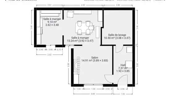 Maison 2ch (4possibles) + jardin ) à rafraîchir