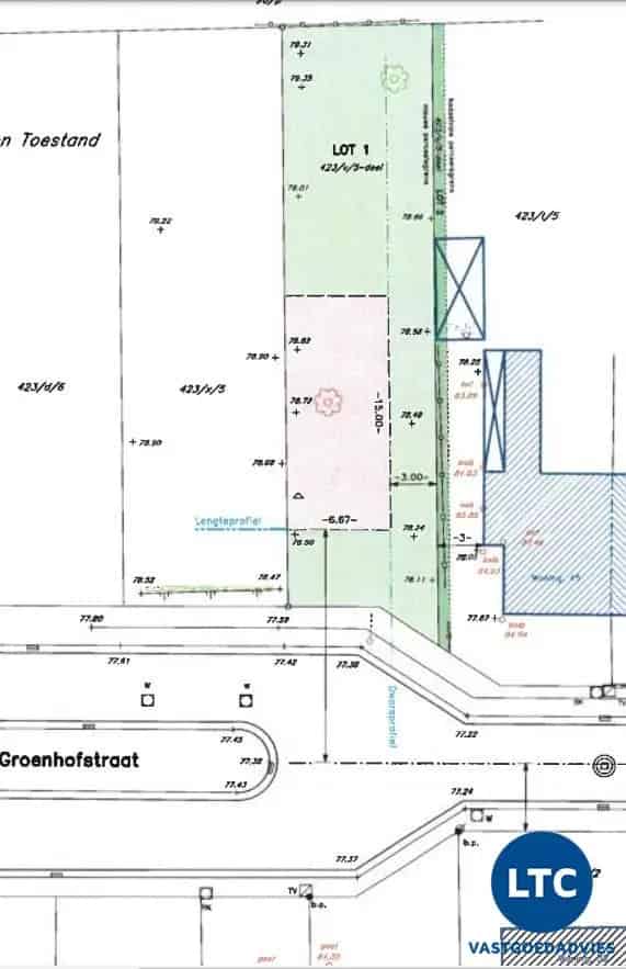 Bouwgrond Tienen 3a 66ca Halfopen Bebouwing