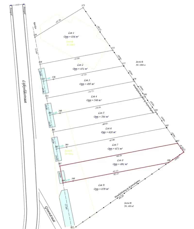 Bouwgrond Sint-Pauwels: 691m² Halfopen Bebouwing