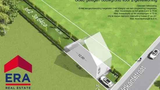 Goed gelegen bouwgrond voor 2-gevelwoning.