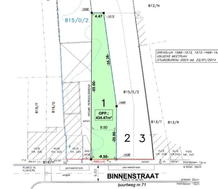 Bouwgrond voor halfopen bebouwing - 4 are 34 centiare - in de rand van Aalst.