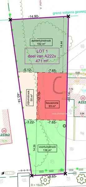 Bouwgrond Wondelgem 801m² Halfopen Bebouwing Gent