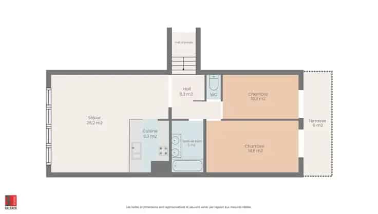 Appartement 2 slaapkamers Molenbeek Terras Kelder