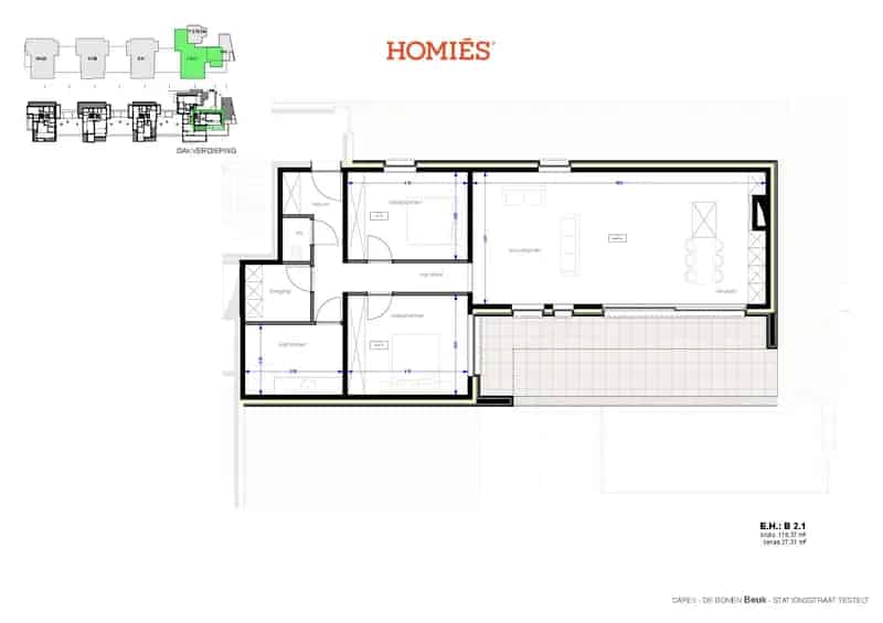 Penthouse Appartement Te Koop Testelt 2 slaapkamers ruim terras